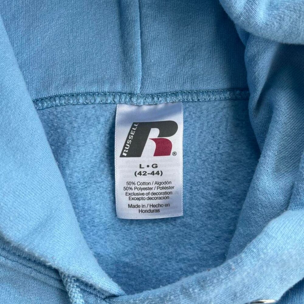 Vintage 2000s Russell Athletic Streetwear Y2K Aqua Hoodie - Picture 3 of 5